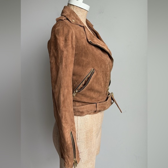 All Saints Suede Balfern Biker Moto Jacket Size 00 - Picture 11 of 13